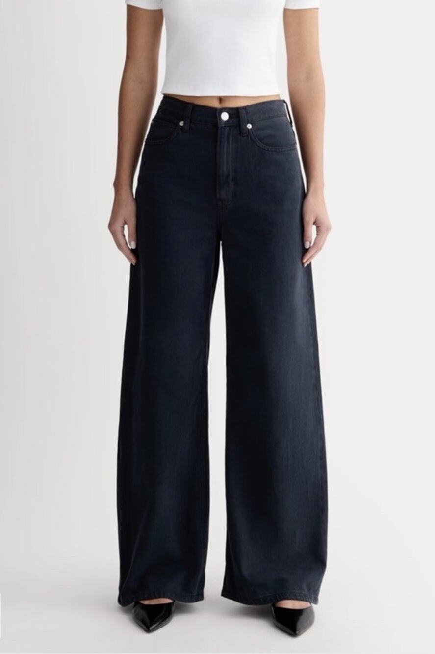 Everlane Women's The Baggy Denim Organic Cotton Washed Black Denim Jeans 24